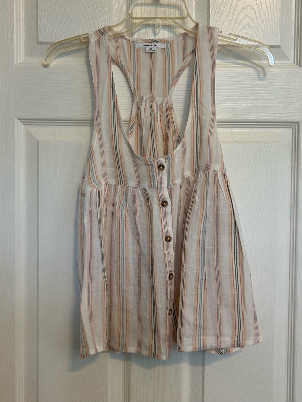 NEW O’Neill Stripe Tank Top Babydoll Racerback Size XS Beach